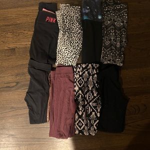 lot of PINK and victoria secret leggings in size small amd xsmall